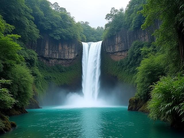 Majestätischer Wasserfall inmitten des dichten Dschungels