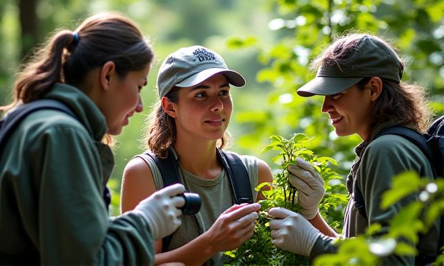 Wissenschaftler in einem Regenwald schützt eine Pflanze